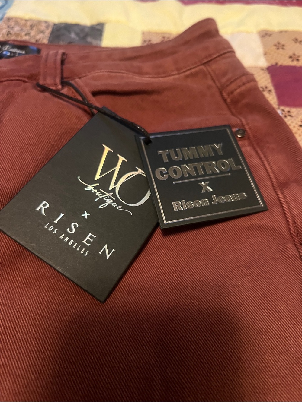Women’s Risen Mid Rise Distressed Brown Mid Rise Jeans - Picture 2 of 5